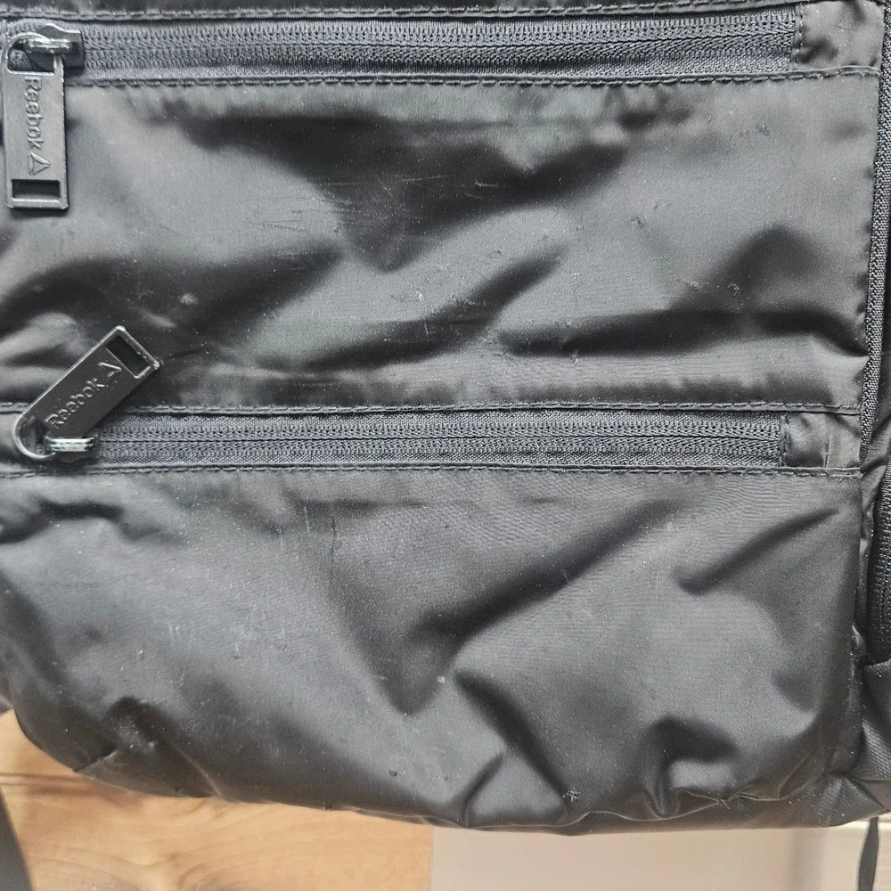 Reebok Black Nylon Multi-Pocket Backpack Padded Straps Travel Gym Bag